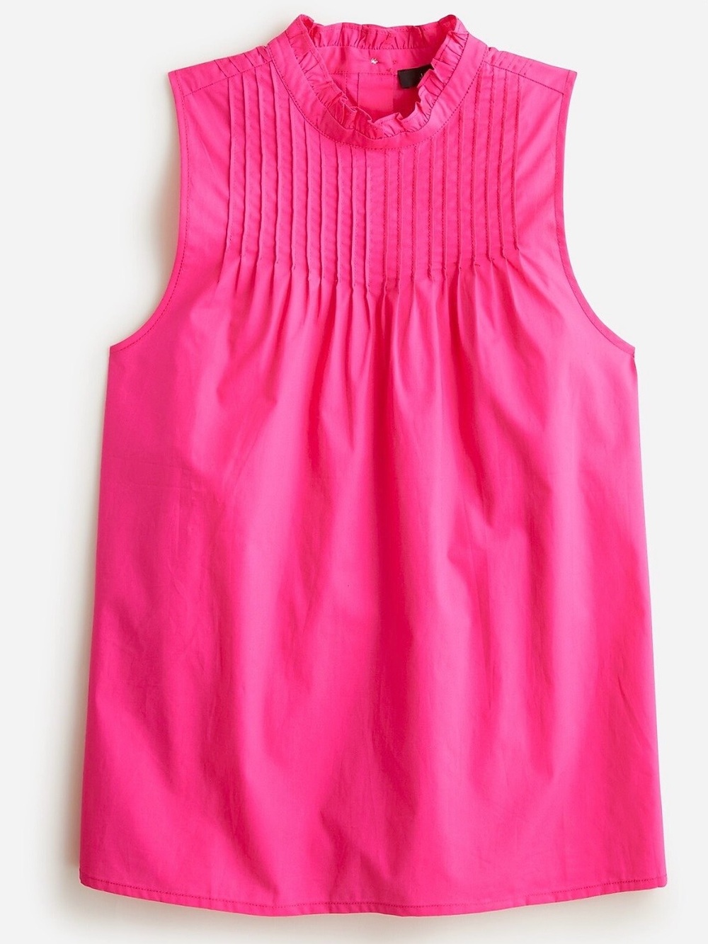 J. Crew NWT Preppy Coquette Fuchsia Ruffle Pintuck Mock Neck Sleeveless Blouse S